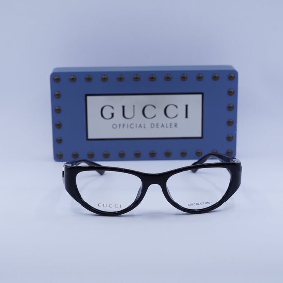 Gucci GG1825O 001 Cat Eye Eyeglasses - Shiny Black 54mm - Picture 2 of 10